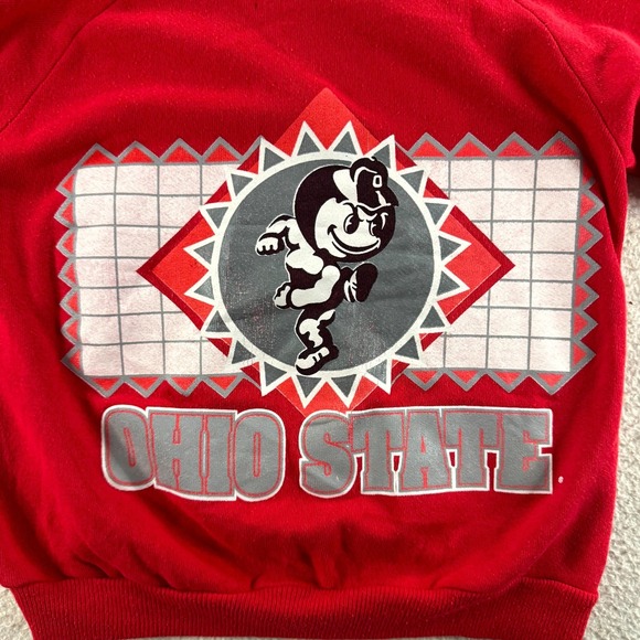VTG Hanes Sweatshirt Youth Medium (10-12) Red Ohio State Buckeyes Brutus Lined - Picture 3 of 9